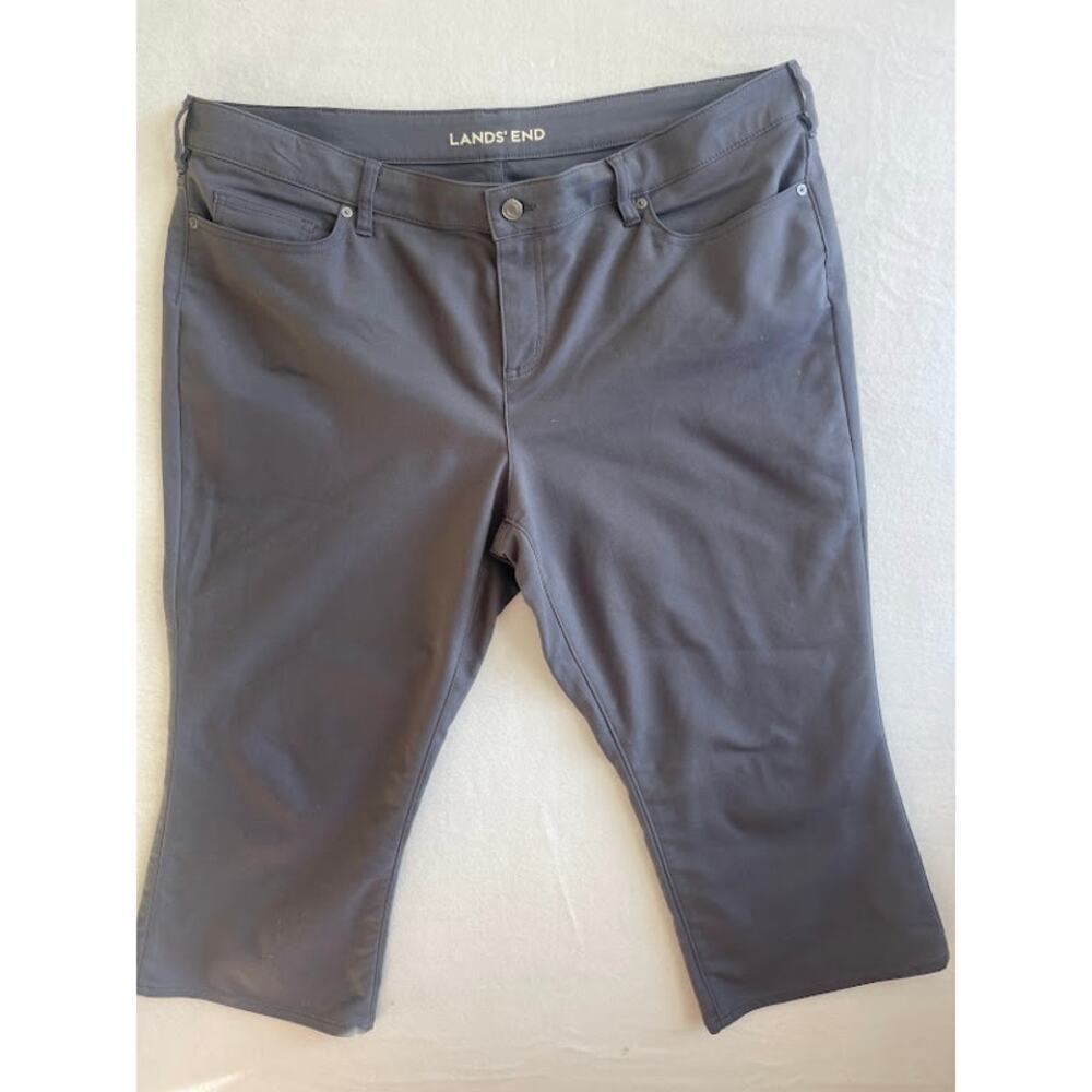 Womens Lands End Mid Rise Kick Crop Jean Gray Size 20W Inseam 23"